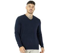 NOROZE Men's 100% Cotton Jumper Knit V-Neck Plain Classic Sweater Pullover Knitted Sweatshirt UK Sizes S-4XL (S, Navy)