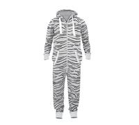 NOROZE Men's All-in-One Playsuit Unisex Bodysuit Zebra & Camouflage Fleece Onesie Jumpsuit (S, Zebra Marl Charcoal)