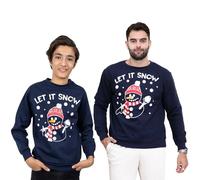 NOROZE Men's Boys Matching Christmas Sweatshirt Novelty Let it Snow Elf Reindeer Ugly Sweater Unisex Family Xmas Jumper Dad Son Top (XXL, Let It Snow Navy)
