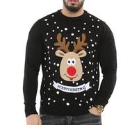 NOROZE Men's Christmas Jumper Reindeer Stag Nordic Polar Bear Festive Unisex Xmas Jumpers (XL, Merry Xmas Reindeer Black)
