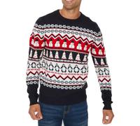 NOROZE Men's Christmas Jumper Reindeer Stag Nordic Polar Bear Festive Unisex Xmas Jumpers (XXL, Hoho Snowman Penguin Navy)