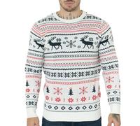 NOROZE Men's Christmas Jumper Unisex Long Sleeve Fairisle Reindeer Snowflake Xmas Tree Knitted Crewneck Novelty Sweaters for Winter and Holiday Parties