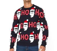 NOROZE Men's Christmas Novelty Knitted Polar Bear Candy Cane HO HO HO Santa Matterhorn Xmas Jumper Sweater Unisex Top S-2XL (UK, Alpha, L, Regular, Regular, Hoho Santa Shades NVY)