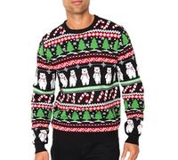 NOROZE Men's Christmas Novelty Knitted Polar Bear Candy Cane HO HO Santa Matterhorn Xmas Jumper Sweater Unisex Top S-2XL (UK, Alpha, S, Regular, Regular, Polar Bear W-Paper Blk)