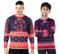 NOROZE Men's Matching Christmas Jumpers for Family Dad Son Matching Jumper Retro Gaming Xmas Jumper Unisex Sweater Boys Top (7-8 Years, Controller Red)
