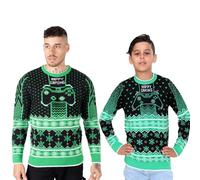 NOROZE Men's Matching Christmas Jumpers for Family Dad Son Matching Jumper Retro Gaming Xmas Jumper Unisex Sweater Boys Top (7-8 Years, Controller Green)