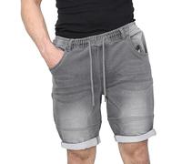 NOROZE Men's Shorts Cotton Denim Elasticated Waist with Drawstring Shorts Multi-Pockets Knee Length Summer Turn Roll Up Men Shorts UK Size 30-40 Black