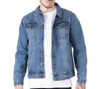 NOROZE Men's Western Style Jacket, Men's Jean Jackets Denim Classic Washed Vintage Men's Trucker Jackets Winter Casual Coat Warm (L, Blue)