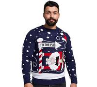 NOROZE Mens Womens Unisex Jumper Xmas Pullover Santa to The Pub Sweater (to The Pub Navy, Medium)