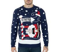 NOROZE Mens Womens Unisex Jumper Xmas Pullover Santa to The Pub Sweater UK Sizes S-3XL