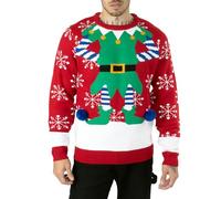 NOROZE Mens Womens Unisex Premium Novelty Knitted Long Sleeves Crew Neck Christmas Sweaters Elf Jumpers (M, Red)