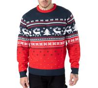 NOROZE Mens Xmas Jumpers Fairisle Christmas Tree Reindeer Snowflakes Hoho Novelty Pullover Sweater (S, Hoho Reindeer Tree Navy)