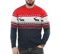 NOROZE Mens Xmas Jumpers Fairisle Christmas Tree Reindeer Snowflakes Hoho Novelty Pullover Sweater (XXL, Snowflakes Reindeer Navy)