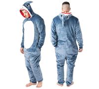NOROZE Onesie Halloween Costume | Unisex Skeleton and Shark Playsuit Adult Men's Pyjamas Loungewear Supersoft Fleece Jumpsuit Women's Plush Pajamas Hoodie (M, Shark Grey)