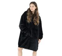 NOROZE Oversized Hooded Blanket With Ultra Soft Sherpa Lining Hoodie Womens Warm Cosy Plush Fleece Blankets Hoodies Mens Thermal Throw Big Pocket Hooded Sweatshirt One Size Fits All Black