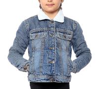 NOROZE Sherpa Lined Denim Jacket Jeans Coat Borg Jacket Kids Denim Girls Trucker Jeans Top (11-12 Years, Denim Blue)