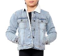 NOROZE Sherpa Lined Denim Jacket Jeans Coat Borg Jacket Kids Denim Girls Trucker Jeans Top (7-8 Years, Light Blue)