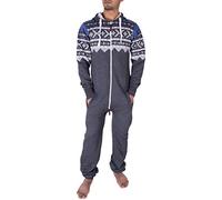 NOROZE Stylish Aztec Mens Onesie - Hooded Zip onesies Playsuit All In One Piece Jumpsuit - Warm And Cozy Men’s Nightwear (M, Charcoal)