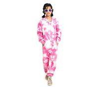 NOROZE Tie Dye Onesie Kids Hoodie Boys Fleece Nightwear Children's Jumpsuit All-in-One (13 Years, Pink)