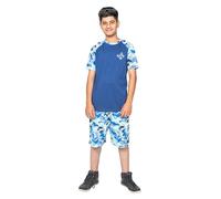 NOROZE Unisex Graphic T-Shirt | Military Style Camo T-Shirt Boys Girls Combat 2 Piece Set Top Shorts Shark Graphic Print Cotton Outfit (11-12 Years)