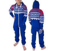 NOROZE Unisex Kids Boys Halloween Skeleton Aztec Onesie Costume Girls All In One Fleece Zip Up Hooded Onesie Costumes Jumpsuit (13 Year, Royal Blue)