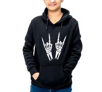 NOROZE Unisex Kids Boys Halloween Skeleton Gaming Printed Pullover Hoodie Sweatshirts Girls Headphones Skull Bones Handprint Gamer Hoodies Jumper Top (9-10 Years, Skeleton Hands Black)