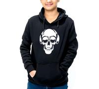 NOROZE Unisex Kids Boys Halloween Skeleton Gaming Printed Pullover Hoodie Sweatshirts Girls Headphones Skull Bones Handprint Gamer Hoodies Jumper Top (9-10 Years, Headphones Skull Black)