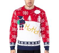 NOROZE Unisex Mens Ugly Naughty Knitted Christmas Jumper (XL, Ho Ho Santa Red)