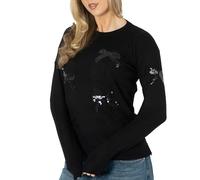 NOROZE Women’s Christmas Jumper - Sequin “Sparkle” Slogan with Bow Tie Design, Soft Knitted Festive Pullover Sweater, Novelty Xmas Jumper for Ladies UK