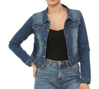 NOROZE Women’s Washed Detail Denim Jacket | Ladies Trucker Classic Western Design Denim Jeans Jacket ALL UK SIZES (Light Blue, 18)