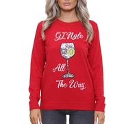 NOROZE Women's Christmas Tops Sweatshirts Sequin Bauble Pudding Prosecco Gin Jingle Xmas Jumper (10, Gingle Red)