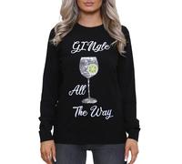 NOROZE Women's Christmas Tops Sweatshirts Sequin Bauble Pudding Prosecco Gin Jingle Xmas Jumper (12, Gingle Black)