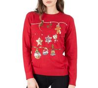 NOROZE Women's Christmas Tops Sweatshirts Sequin Jingle Bells HoHoHo Pug Mrs Claus Xmas Jumper (20, Red)