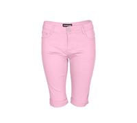 NOROZE Women's Cotton Knee-Length Chino Capri Cargo Bermuda Bengaline Ladies Shorts Casual Summer Classic Pants (Light Pink, M)