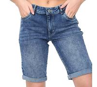 NOROZE Womens Denim Shorts - Ladies Knee Length Stretch Jean Shorts with Pockets - Rolled Hem Summer Bermuda Shorts for Women UK - Lightweight Casual Fit - Sizes 8 to 20