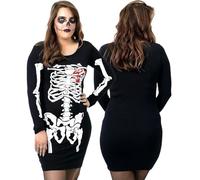 NOROZE Womens Halloween Skeleton Bodycon Dress Tunic Tops Ladies Glow in The Dark Blood Heart Skull Bones Printed Top Costume Long Sleeve Costumes Dresses (20/22, Skeleton Heart)