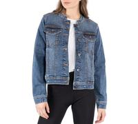 NOROZE Women's Western Style Jacket Collarless Denim Jacket, Light Blue Washed Jeans Women Classic Women's Trucker Jackets Biker Casual (12, Denim Blue)