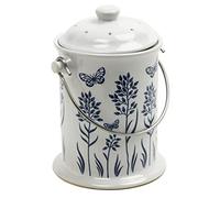 Norpro 3-Quart Ceramic Compost Keeper, Blue and White