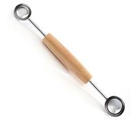 Norpro 5135 Double Melon Baller w/Wood Handle, Hardwood, Brown