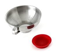 Norpro Stainless Steel Wide Mouth Funnel with Silicone Strainer, Shown, 2.25in/5.5cm