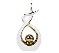 Norrclp Home Decor Modern Abstract Art Ceramic Statue Table Decor (Large) | Modern Aesthetic Ornament, Decorative Accent for Dining Room Living Room Office Centerpiece (white and gold)