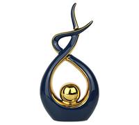 Norrclp Home Decor Modern Abstract Art Ceramic Statue Table Decor (Large) | Modern Aesthetic Ornament, Decorative Accent for Dining Room Living Room Office Centerpiece (Blue and Gold)