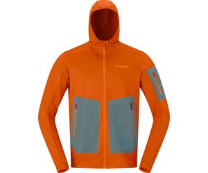 Norrona - Breathable Hiking Fleeces - Falketind Warm2 Stretch Hood M Gold Flame for Men - Size XL - Orange Orange XL