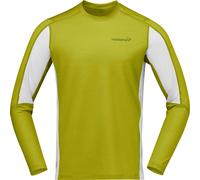 Norrona - Breathable, odour-resistant merino wool mountaineering T-shirt - Falketind Equaliserull Long Sleeve M Golden Lime Whisper White for Men in Recycled Polyester - Size L - Green Green L