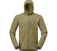 Norrona - Warm mountaineering fleece - Trollveggen Warm3 Zip Hood M Deep Lichen Green for Men in Recycled Polyester - Size M - Khaki Khaki M