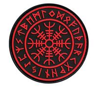 Norse Aegishjalmr Helm of Awe Rune PVC Patch (black and red)