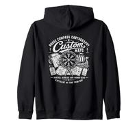 Norse Compass Cartography Custom Maps Routes Rough Seas Zip Hoodie