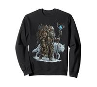 Norse Druid Shaman Wolf Amanita Mushroom Pagan Yule Art Sweatshirt