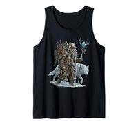 Norse Druid Shaman Wolf Amanita Mushroom Pagan Yule Art Tank Top