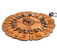 NORSE EMPIRE Viking Rune Set Includes a Premium Leather Divination Mat with Instruction Booklet & Handmade Authentic Ox Bone Elder Futhark runestone Pieces Gift for Men and Women…